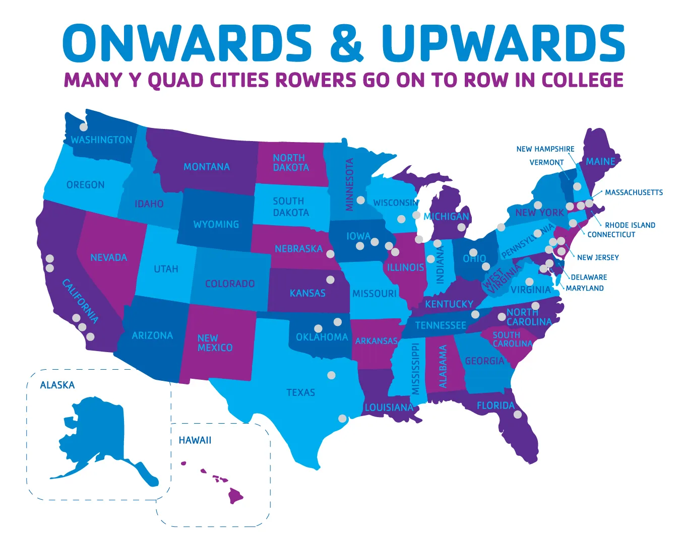 college map of quad cities rowers